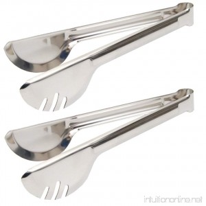 Hometeq (2 Pack) 9.25 Stainless Steel Kitchen Food Clamp Serving Tongs Easy Clean for Vegetable BBQ Cake Bread (B) - B07DM8KZ9K